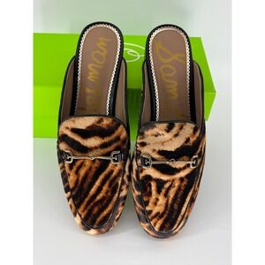 Sam Edelman Linnie Mule Loafers Womens 6.5 M Tiger Print Pony Hair Horse bit NEW